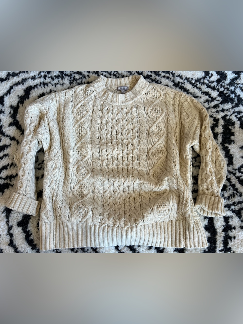 J. Crew Cream Cable Crewneck Sweater